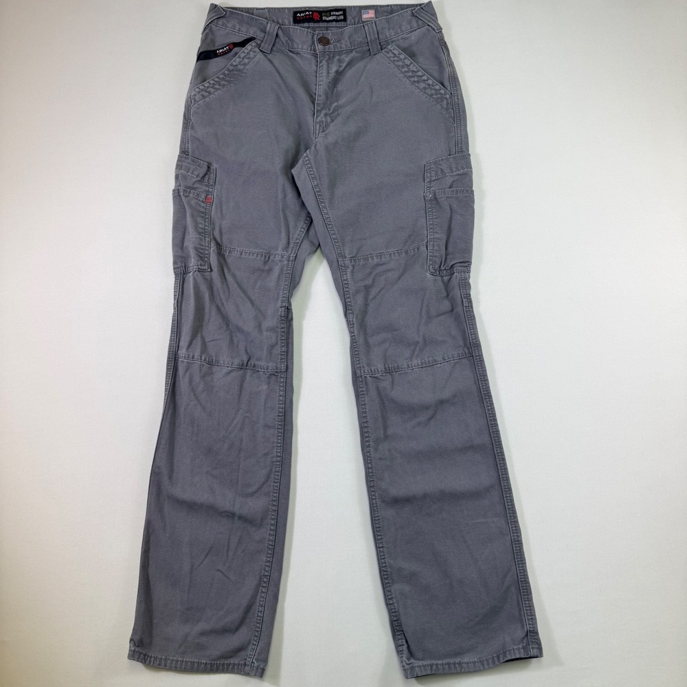 Ariat FR M5 Straight Leg Pants Mens 31x36 Grey Cargo Flame Resistant Cordura